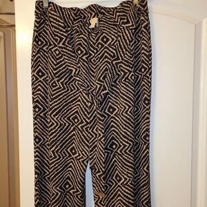 Michael Kors Black and Gold Geometric Pants With Tie Belt Size M
